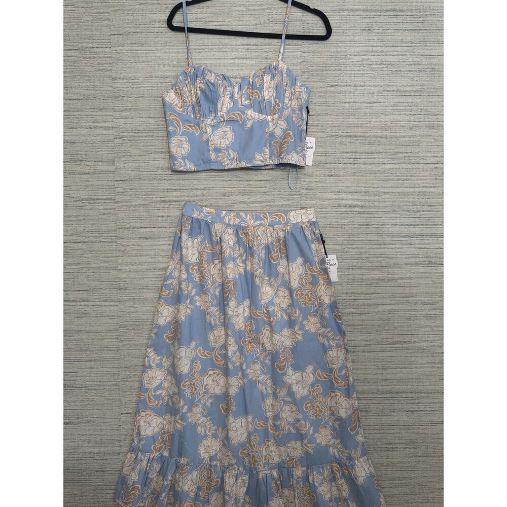 Japna Matching Skirt Set Cropped Corset Top With Long Skirt Large Floral Boho